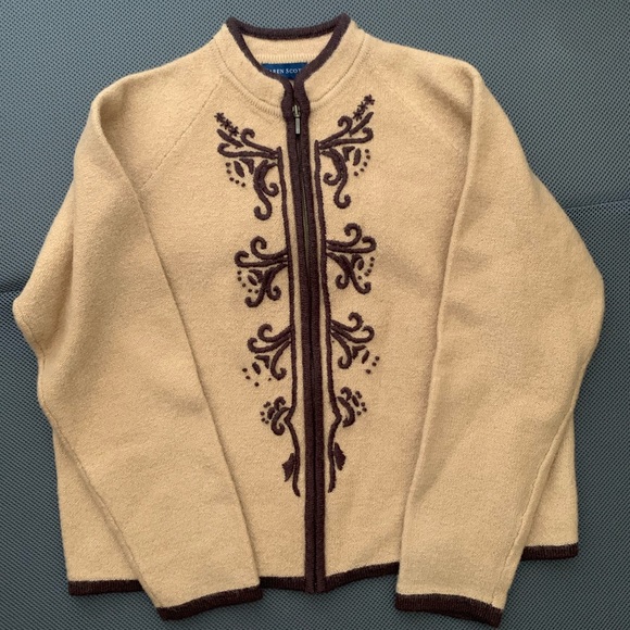 Karen Scott Sweaters - Karen Scott sweater 100% wool - tan & brown